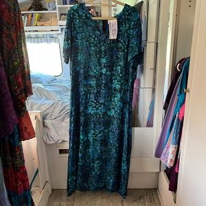 Blue Print Mexicali Blues Long Dress Side Slits Short Sleeves xxl / xl